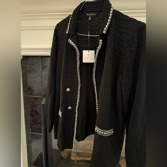 Ming Wang Knit Blazer with Silver details and buttons Size XL - Picture 1 of 4